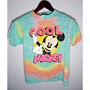 Vintage 80s Disney Mickey Mouse T Shirt Kids Large Tie Dye USA Retro Cartoon